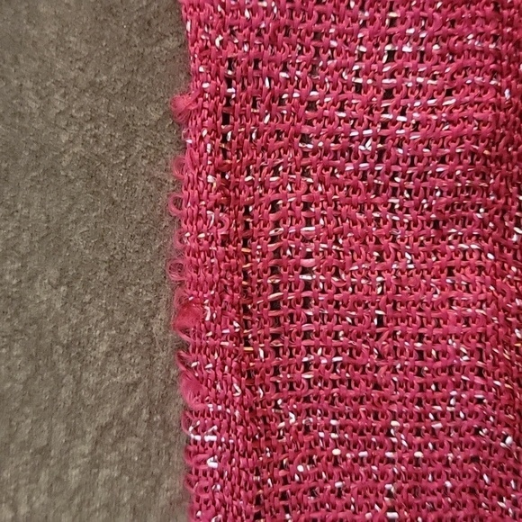 3/$30 VTG Fuscia Metallic Silver Long Skinny Fringe Disco Sash Scarf - Picture 5 of 6